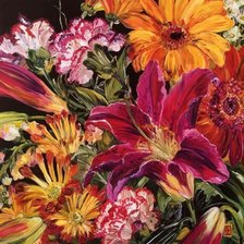 Схема вышивки «Подушка "Лилии и гвоздики"»