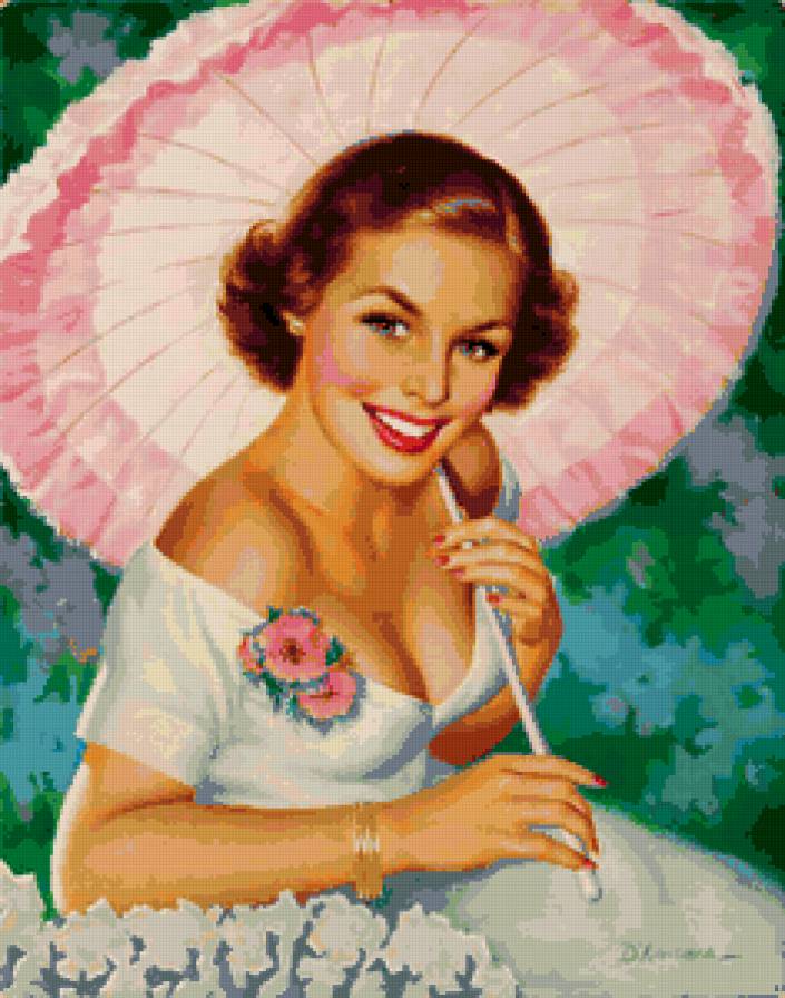 девушка - пинап, девушки, женщина, образ, картина, портрет - предпросмотр