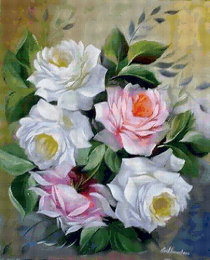 Нежные розы - букет, цветы, роза - предпросмотр