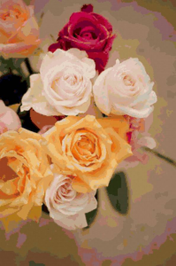 №75431 - букет, цветы, картина, розы - предпросмотр