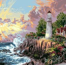 Схема вышивки «закат на маяке»