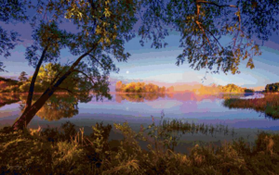 Утро на реке - пейзаж, природа, река, лето - предпросмотр