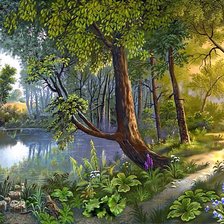 Схема вышивки «Лесное озеро»