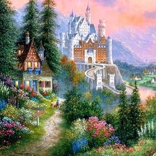 Схема вышивки «Замок и домик»