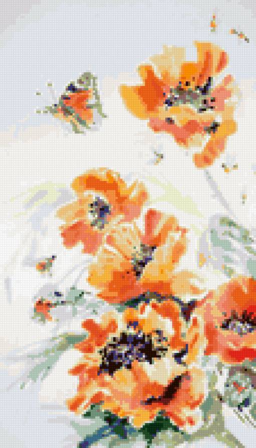 Краски лета Ольга Цурина - бабочка, красный, цветы, лето, оранжевый, маки - предпросмотр