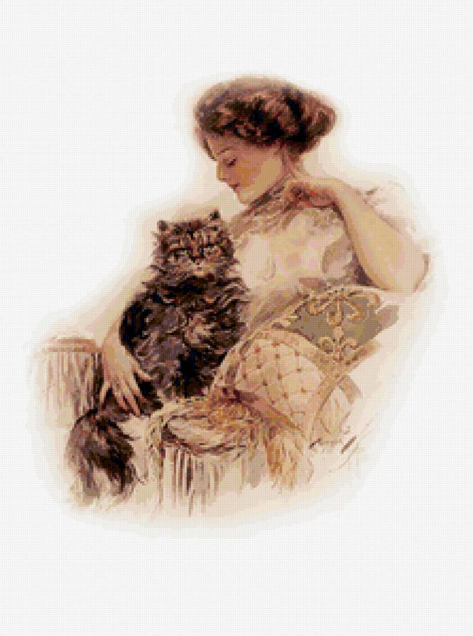 Серия "Портрет" - животные, девушка, кошки - предпросмотр