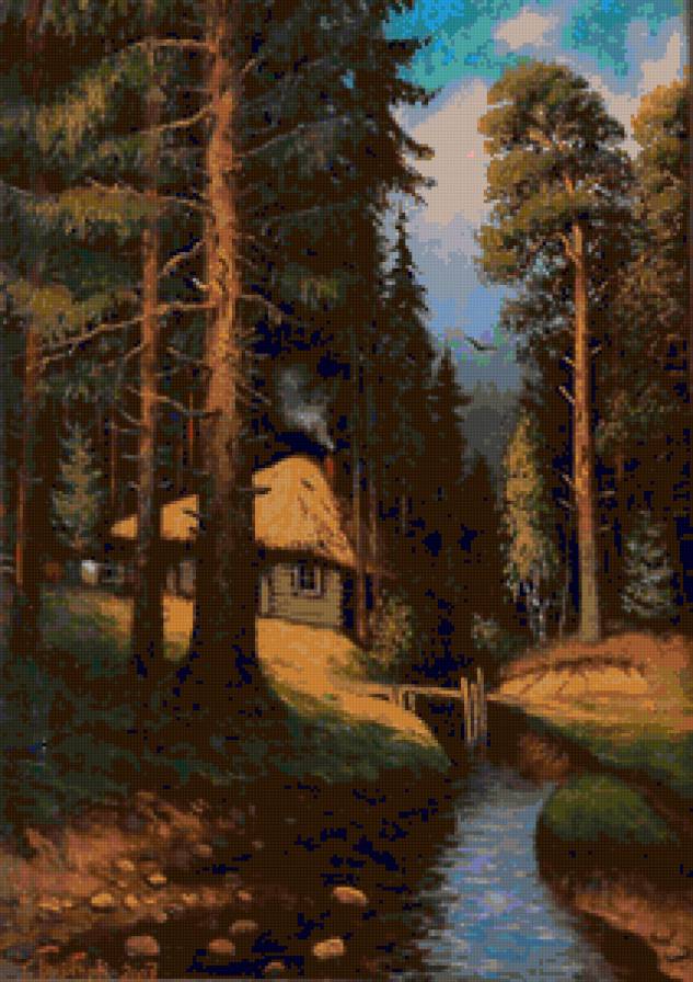 Серия "Пейзаж. Лето" - лес, пейзаж, лето, домик, река - предпросмотр