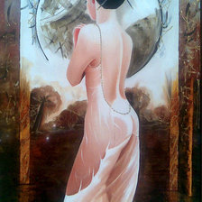 Схема вышивки «Девушка у зеркала»