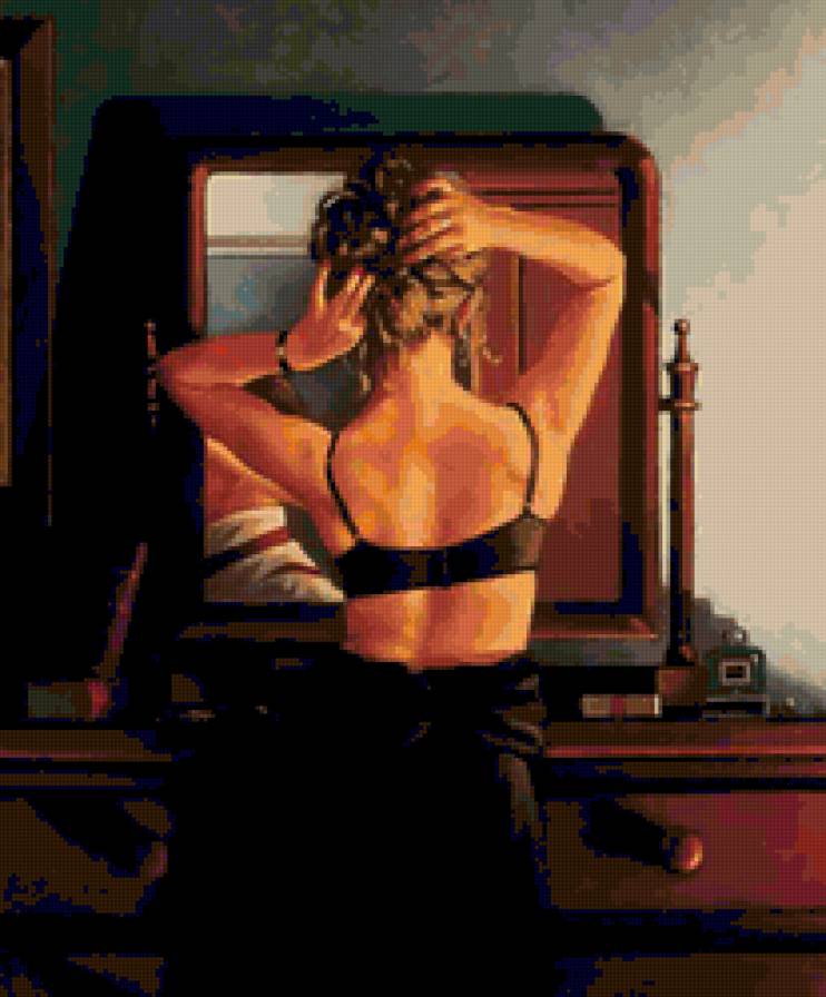 Девушка у зеркала - предпросмотр