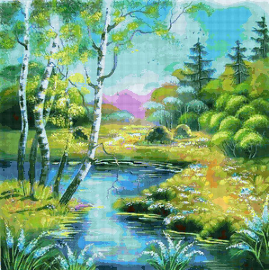 Лето - лето, лес, пейзаж, сосны, река, природа, красота природы - предпросмотр