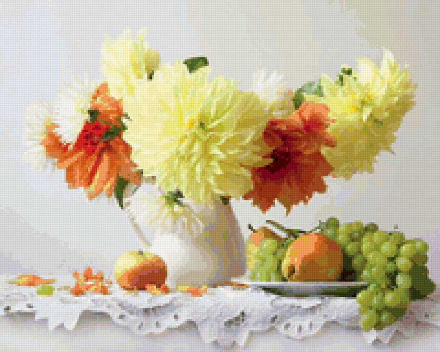 георгины - натюрморт, цветы - предпросмотр