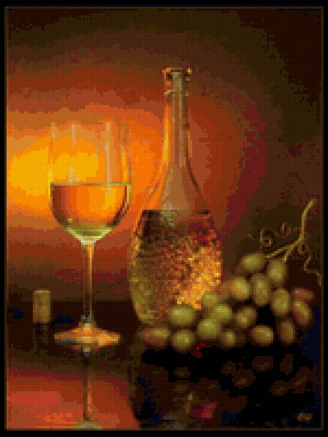 виноград с вином - ягоды, натюрморт - предпросмотр