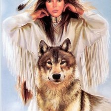 Схема вышивки «девушка и волк»