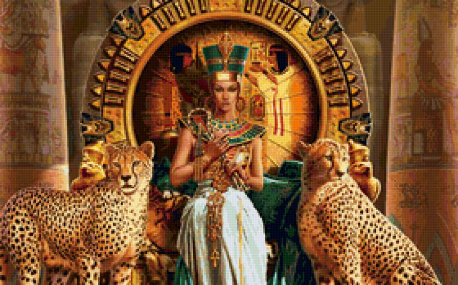 Царица Египта - царица, леопард, женщина, египет - предпросмотр