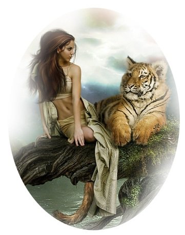 Девушка и тигр - животные, живопись, тигр, девушка - оригинал