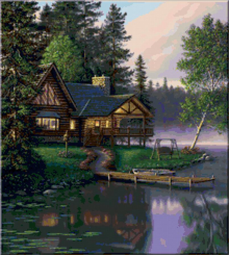 дом на берегу реки - река, дом, природа - предпросмотр