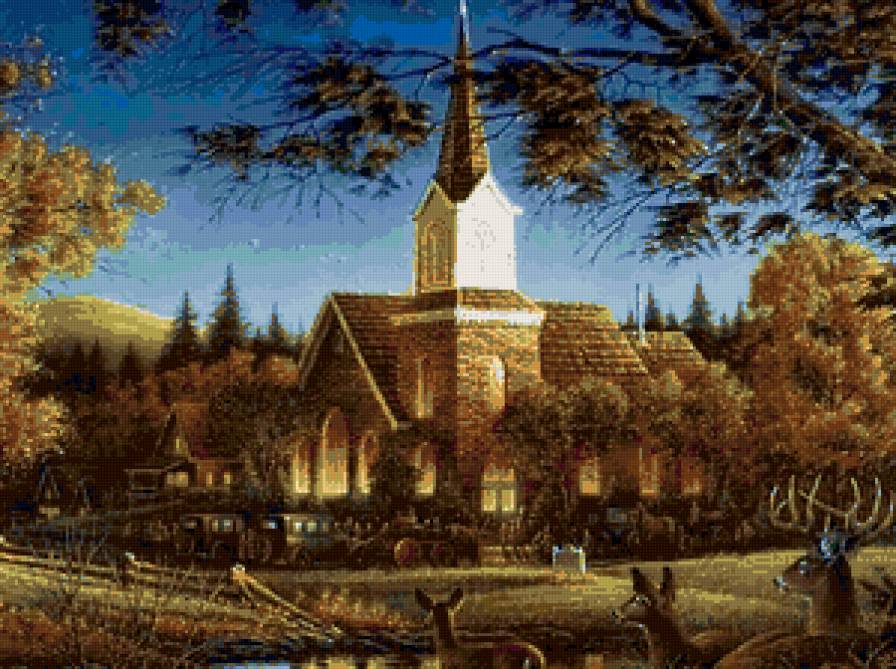 2 - пейзаж, картина, искусство, домик - предпросмотр