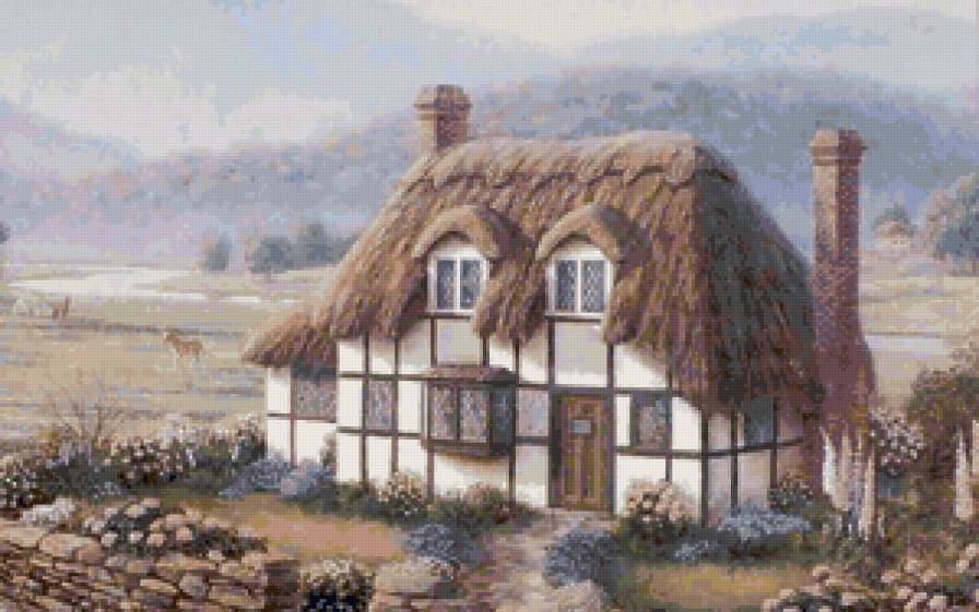 8 - картина, пейзаж, искусство, домик - предпросмотр