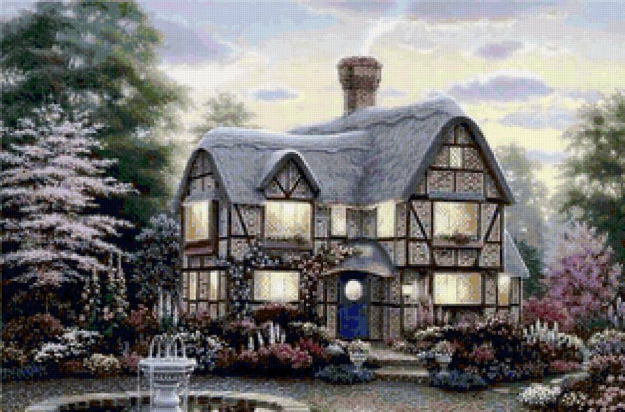 11 - домик, картина, пейзаж, искусство - предпросмотр