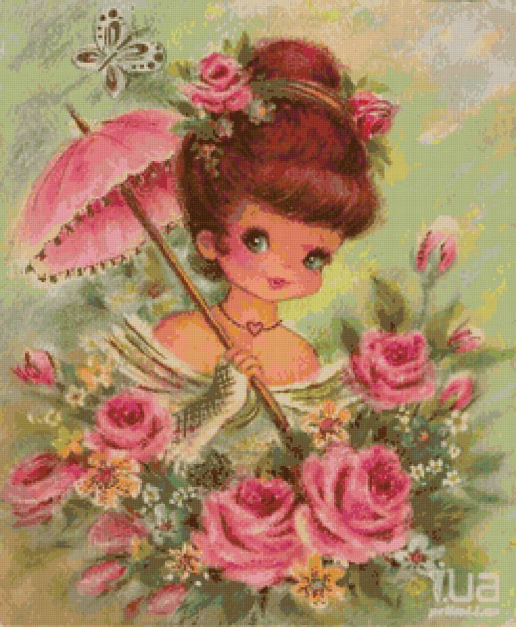 винтажная открытка - ретро, винтаж, девушка - предпросмотр