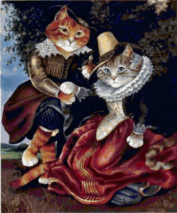 №77160 - живопись, картина, коты, кошки - предпросмотр