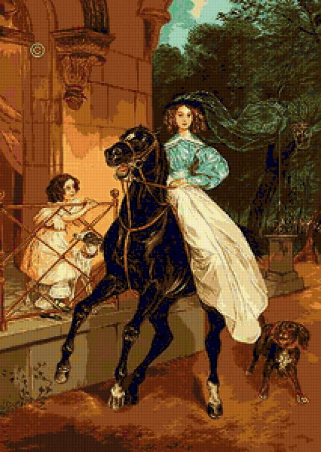 Брюлов "Всадница" - люди лошадь - предпросмотр