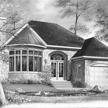 Схема вышивки «черно-белый дом»