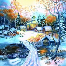 Схема вышивки «Зимний городок»