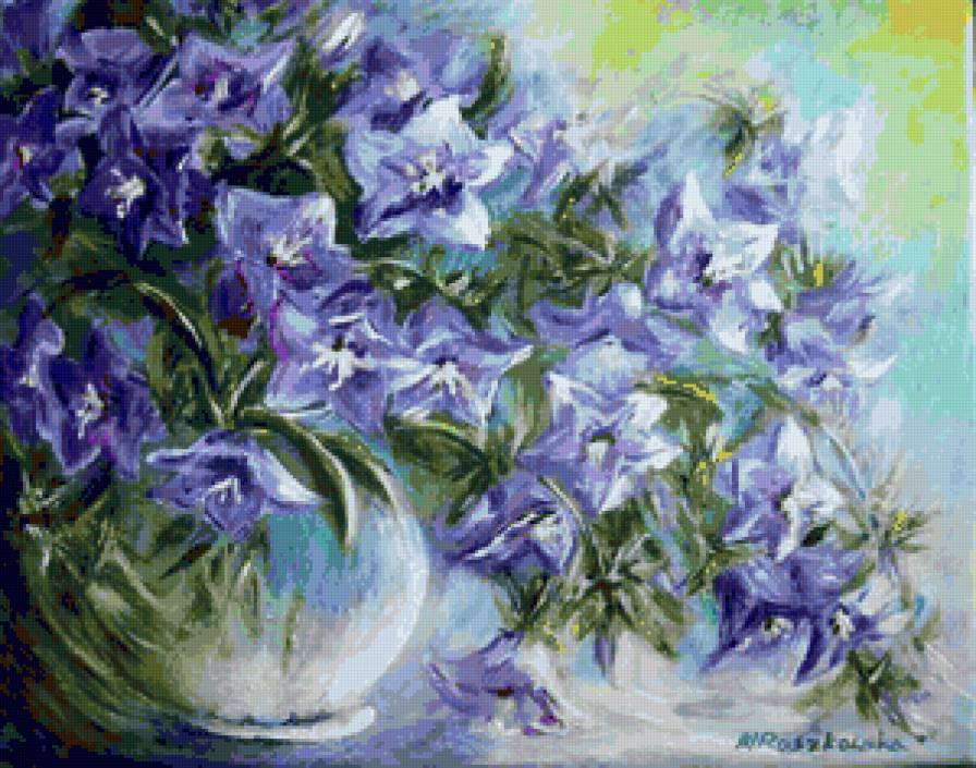 колокольчики - акварель, природа, букет, колокольчики, колокольчик, цветы - предпросмотр