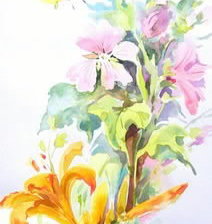 Схема вышивки «Мальва и лилии Ольга Цурина»