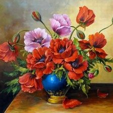 Схема вышивки «Маки»