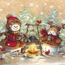 Схема вышивки «Снеговики»