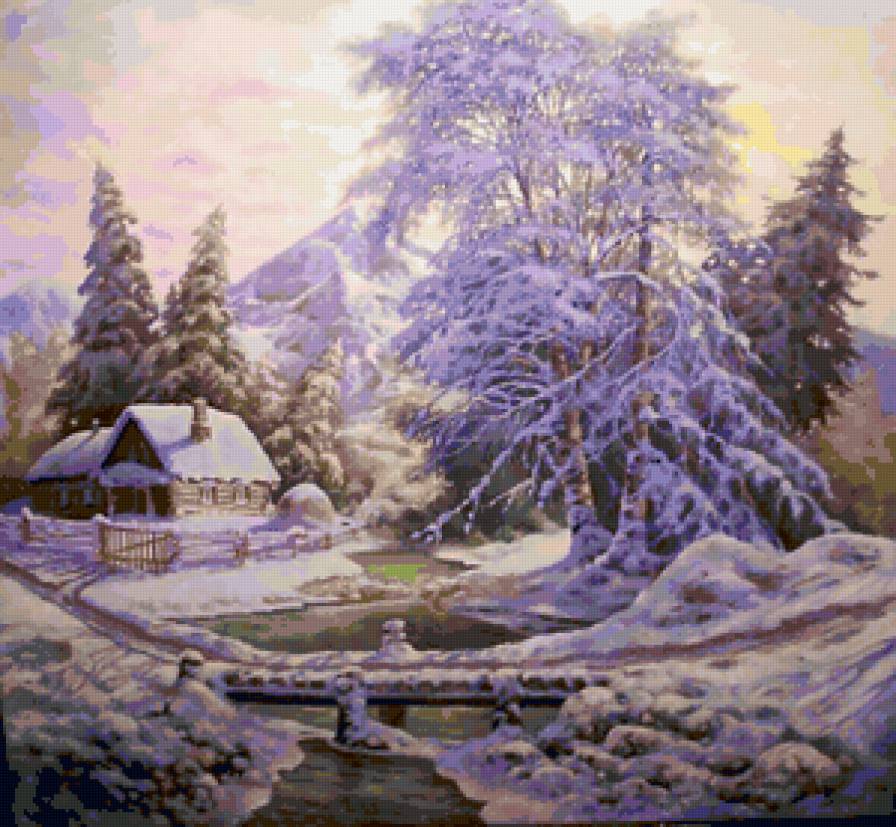 зима - зима, пейзаж, река, лес, природа - предпросмотр