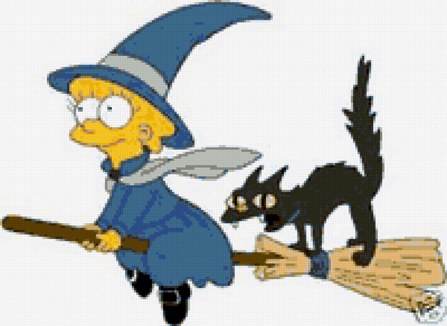 №78061 - лиса, мультик, кот, хеллоуин, метла, ведьма - предпросмотр