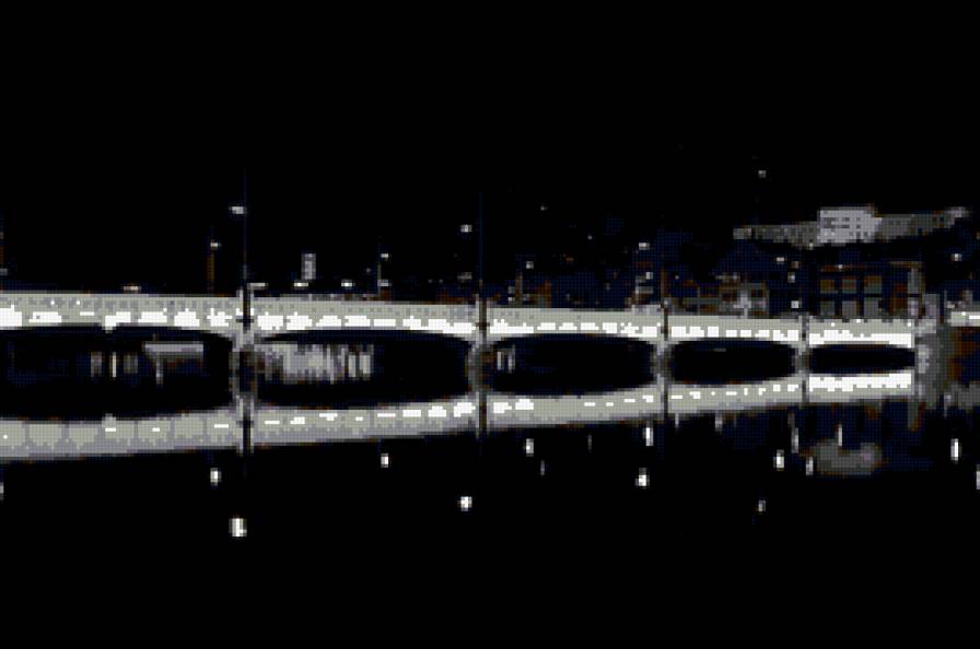 ночной пейзаж - мост, природа, черно-белое, пейзаж - предпросмотр