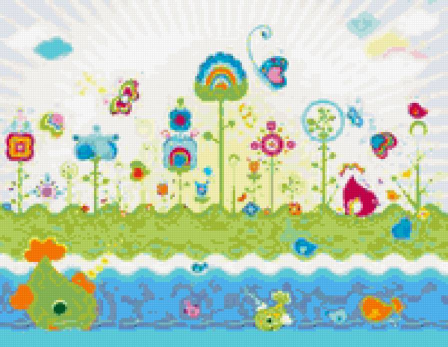 для детской - рыбки, цветочки - предпросмотр