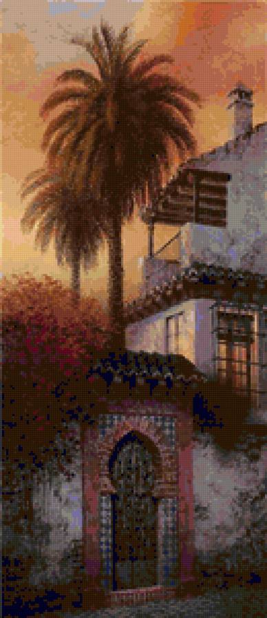 №78287 - пейзаж, город, испания, деревья, дома, живопись - предпросмотр