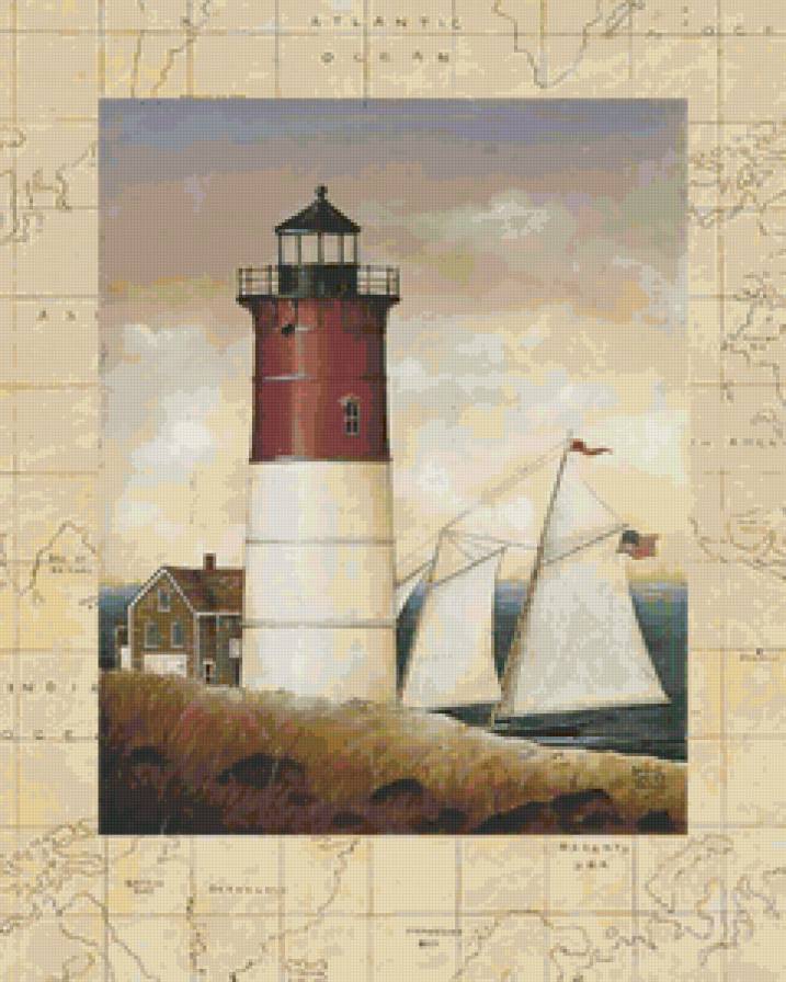 Маяк - живопись, маяк, пейзаж - предпросмотр