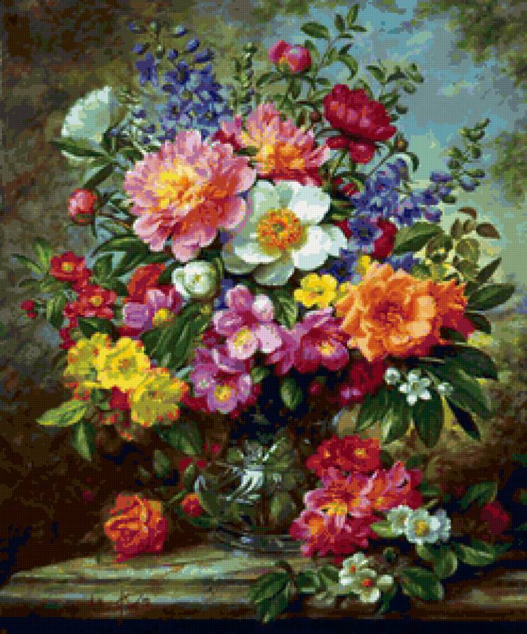 цветы в вазе - ваза, букет, исскуство, картина, цветы - предпросмотр