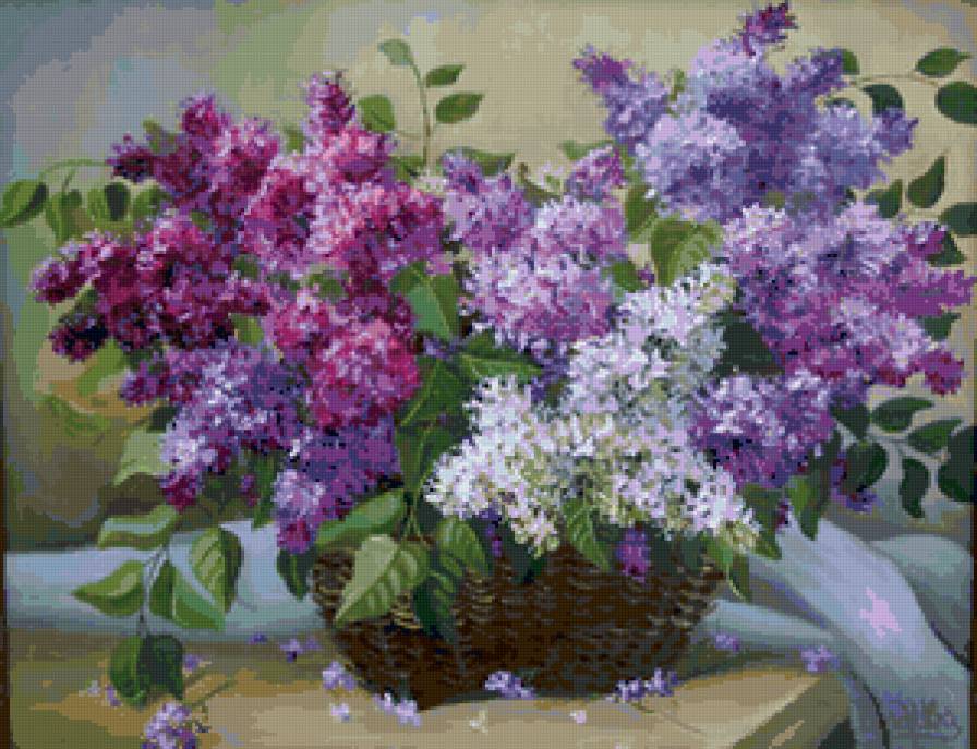 букет сирени - сирень, букет, корзина, цветы - предпросмотр