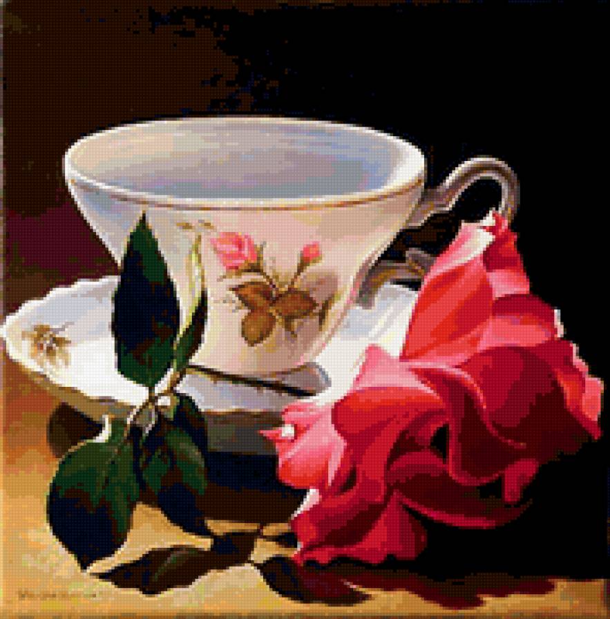 чайная пара - цветок, посуда - предпросмотр