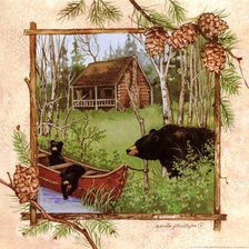 Схема вышивки «Дом и мишки»