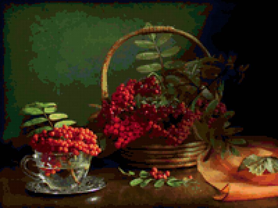 Рябина - натюрморт с рябиной - предпросмотр