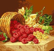 Схема вышивки «корзина с малиной»