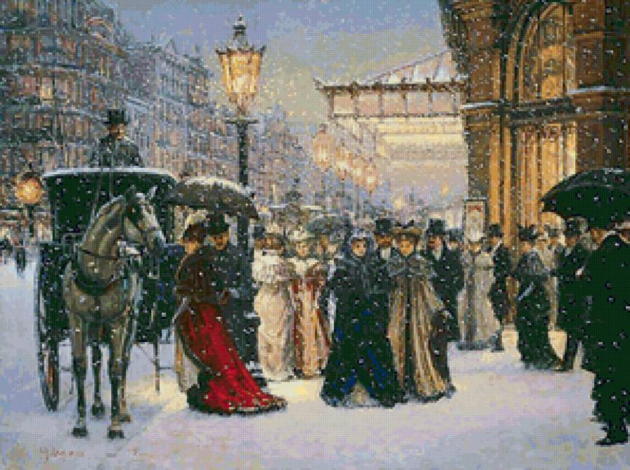 СЕРИЯ  "АЛАН МАЛЕЙ". ЭКИПАЖ - лошади, снег, дамы, кучер, зима, экипаж, пара, фонарь - предпросмотр