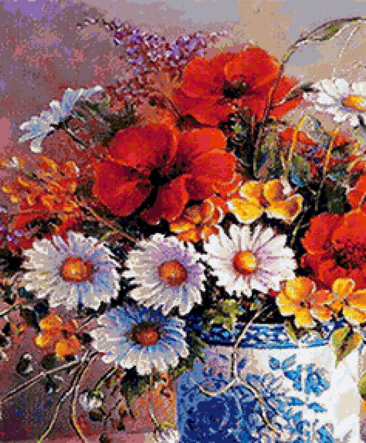 Маки и ромашки - маки, ромашки, яркие букеты. букет, любимые маки, полевые цветы - предпросмотр