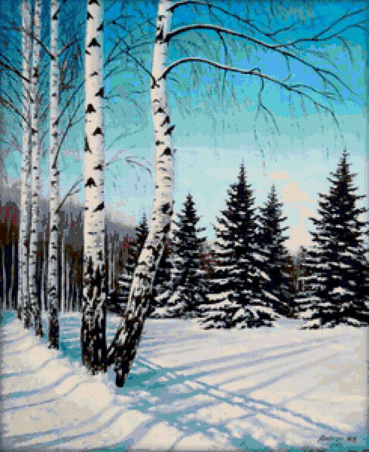 зимний пейзаж - лес, зима, природа, ели - предпросмотр