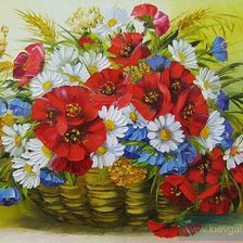 Схема вышивки «корзина полевых цветов»