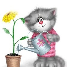 Схема вышивки «Кот-садовод»