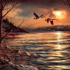 Схема вышивки «Закат над речкой»